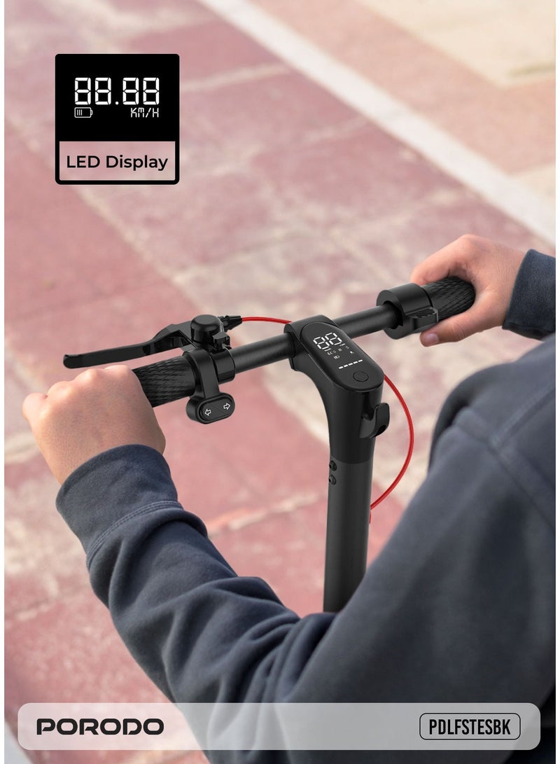 porodo DRIF Foldable Electric Scooter with Impact-Resistant Wheels, 500W Motor, IPX5 Waterproof, 30 Km/h Max Speed, 120 KG Max Load, 28 Km Max Distance, E-Scooter for Adults - Black - Image 3